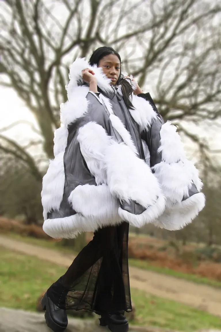 White Fur cover with black mash coat